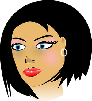 Stylized Female Face Vector PNG Image