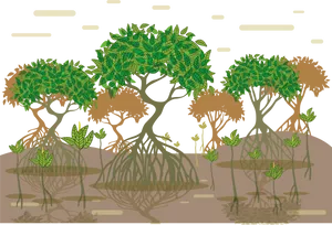 Stylized Forest Illustration PNG
