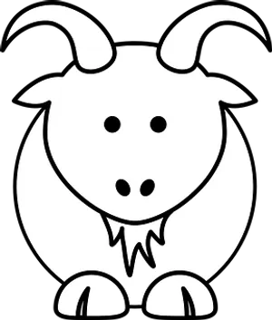 Stylized Goat Icon Blackand White PNG Image