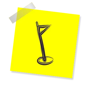 Stylized Golf Flag Iconon Yellow Postit PNG Image