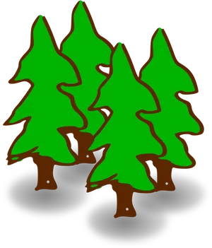 Stylized Green Pine Trees Illustration PNG Image