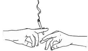 Stylized_ Hand_ Exchange_with_ Cigarette PNG Image