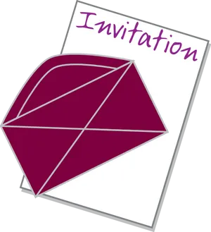 Stylized Invitation Cardwith Gemstone PNG Image