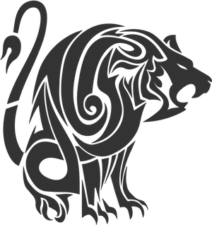 Stylized Lion Tattoo Design PNG Image