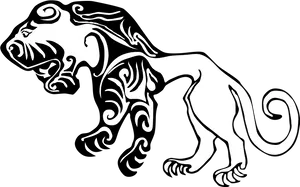 Stylized Lion Tattoo Design PNG Image