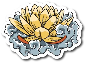 Stylized Lotus Flower Illustration PNG Image