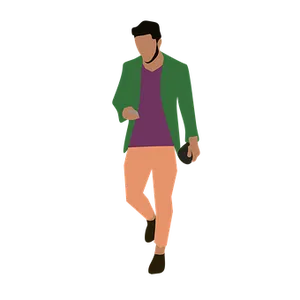 Stylized Man Walking Illustration PNG