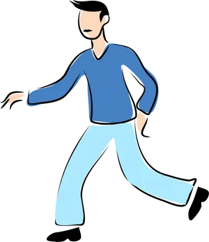 Stylized Man Walking Vector PNG Image