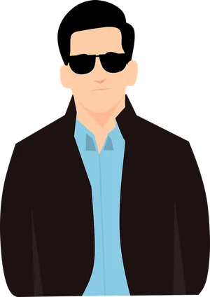 Stylized Manin Suitand Sunglasses Avatar PNG Image