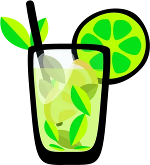 Stylized Mojito Cocktail Illustration PNG Image