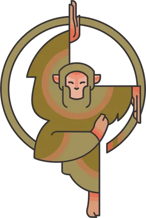 Stylized Monkey Hanging Vector PNG Image