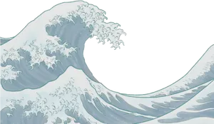 Stylized Ocean Wave Artwork PNG Image