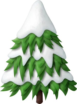 Stylized Paper Cutout Christmas Tree PNG Image