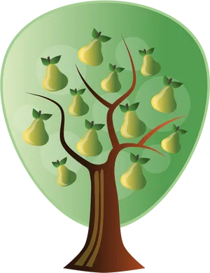 Stylized Pear Tree Illustration PNG Image