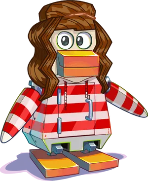 Stylized Penguin Characterin Human Clothes PNG Image