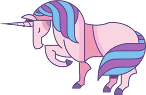 Stylized Pink Unicorn Vector PNG Image