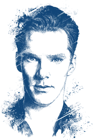 Stylized Portraitof Manin Blue PNG Image