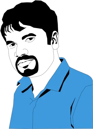 Stylized Portraitof Manin Blue Shirt PNG Image