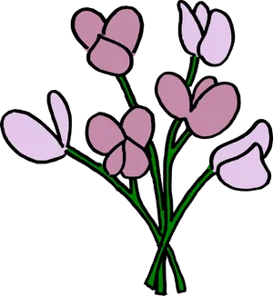 Stylized Purple Flowers Illustration PNG Image