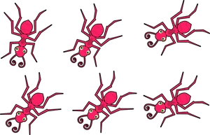 Stylized Red Ants Illustration PNG Image