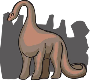 Stylized Sauropod Dinosaur Illustration PNG Image