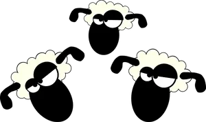 Stylized Sheep Cartoon Eyeson Black PNG Image