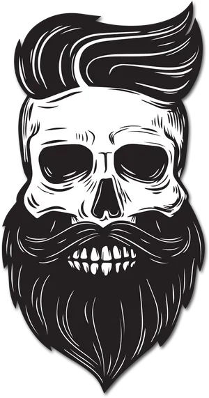 Stylized Skullwith Beardand Hairstyle PNG Image