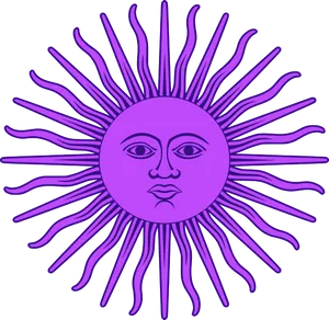 Stylized Sun Design Purpleand Green PNG Image