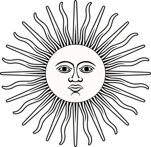 Stylized Sun Face Illustration PNG Image