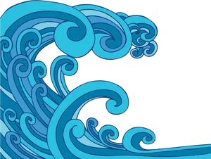 Stylized Tsunami Wave Art PNG Image