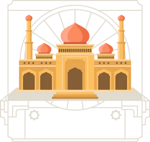 Stylized Vector Mosque Illustration PNG Image