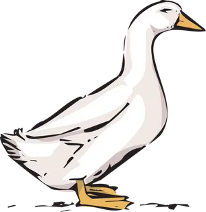 Stylized White Duck Illustration PNG Image