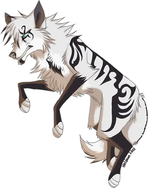 Stylized White Wolf Artwork PNG Image