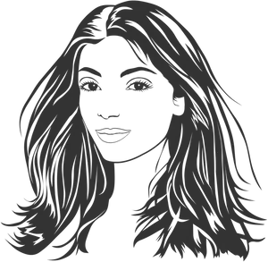 Stylized Woman Portrait Vector PNG Image