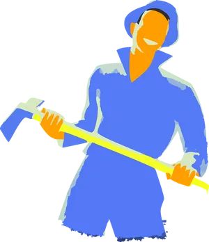 Stylized Workerwith Axe PNG Image