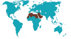 Stylized World Map Highlighted Regions PNG Image