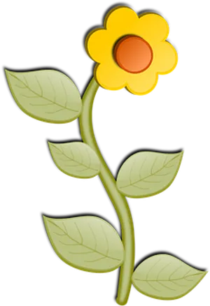 Stylized Yellow Flower Illustration PNG Image