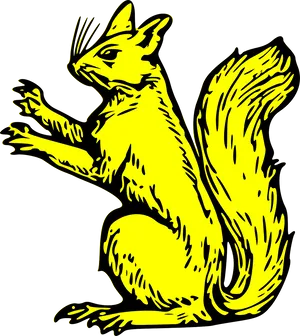 Stylized Yellow Squirrel Illustration PNG Image