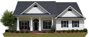 Suburban Home Gable Roof Design PNG Image