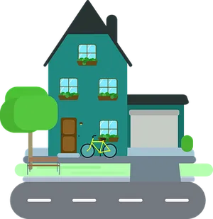 Suburban_ House_ Vector_ Illustration PNG Image