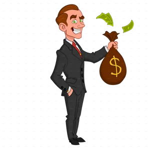 Successful Businessman Holding Money Bag PNG Image