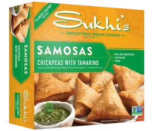 Sukhis Chickpeas Tamarind Samosas Packaging PNG Image