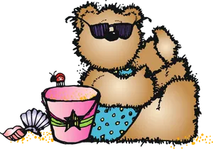 Summer_ Beach_ Bear_ Clipart.png PNG Image