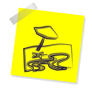 Summer Beach Doodle Sticky Note PNG Image