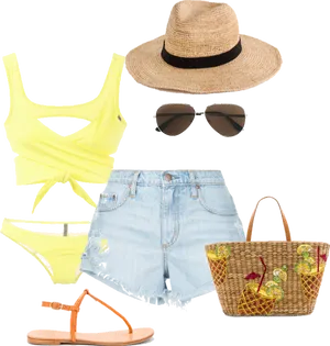 Summer Beachwear Essentials Set PNG Image