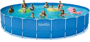 Summer Fun In Above Ground Pool PNG Image