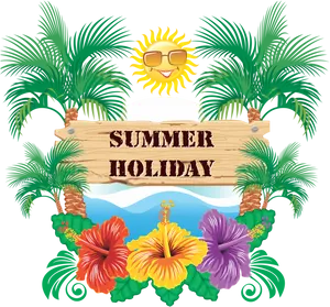 Summer Holiday Tropical Theme PNG Image