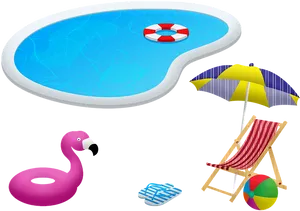 Summer Poolside Relaxation Scene PNG Image