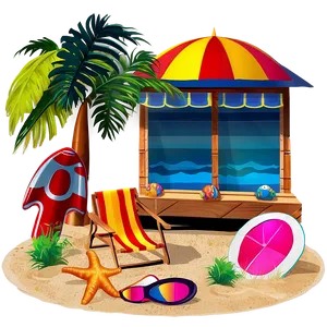 Summer Vibes Beach Scene Png 5 PNG Image