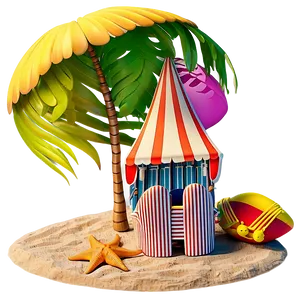 Summer Vibes Beach Scene Png Oip23 PNG Image